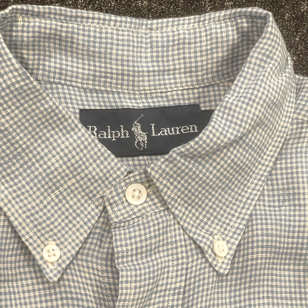 Ralph Lauren Vintage Baby Blue Plaid Shirt For Men Si… Gem